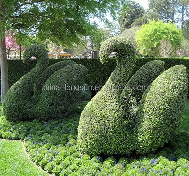 LSWS15122606ภูมิทัศน์ที่กำหนดเองตกแต่งหงส์เทียม Topiary ทำโดยใบพลาสติกเทียม