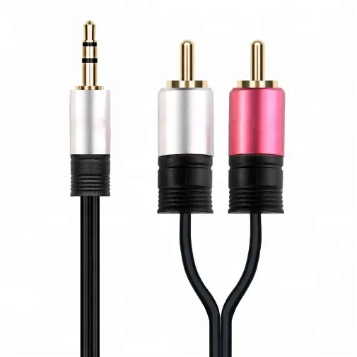 Kabel 3.5mm ke 2RCA, Stereo bantu Audio 6 kaki 3.5mm ke kabel Splitter 2RCA Y untuk TV, ponsel pintar, Tablet, Speaker, teater Rumah