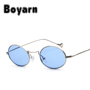2018 la más nueva manera oval gafas de sol para mujer única metal lente multicolor marco verano estilo gafas al por mayor UV400 - Product Image 5