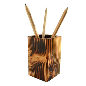 OEM Retro Wooden Pencil Vase Pen Holders Stationery with Wood Retro Color