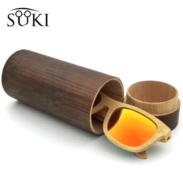 수제 페인트 컬러 선글라스 케이스 원형 대나무 갈색 안경 상자