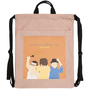 Waterproof hemp canvas kids backpack with handing loop and adjustable shoulder straps
