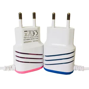 טלפון אביזרי צלב תבואה 2 USB נייד טלפון מטען עם V8 מיקרו usb כבל LED אור