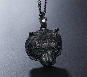 High Quality Stainless Steel Gold <strong>Black</strong> <strong>Men</strong> Jewelry Punk Animal Design Tiger Pendant <strong>Necklace</strong> - Product Image 2