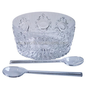 Embossed Acrylic Salad Bowl <b>Set</b> With Salad Server - Product Image 2