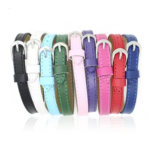 new arrival Genuine leather 8mm wide pu leather braid diy slide charm bracelet for women