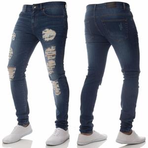 Jeans bleus pour hommes, jeans skinny déchirés, fabrication sur mesure en gros, haute qualité, fabriqué en Chine - Product Image 3