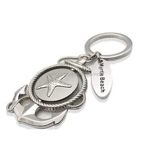 Metal Keychain Premium Quality Mexico Souvenir Sea Beach Sea Star Custom Shape Anchor Keyring Keychain