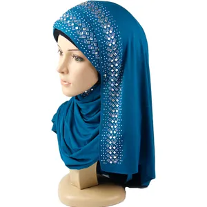 New stretch jersey hijab with lace and stone scarf for Dubai Ladies