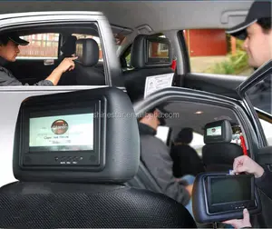 7 inch cab taxi LCD touch screen advertising headrest digital signage with body sensor & SD card slot