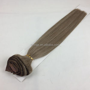 Extensiones de Cabello Humano Remy 100% Doble Extracción Castaño 200 Gramos 7 Piezas, Juego de 8 Piezas con Clip Gris Rubio 300g 1 Set - Product Image 4