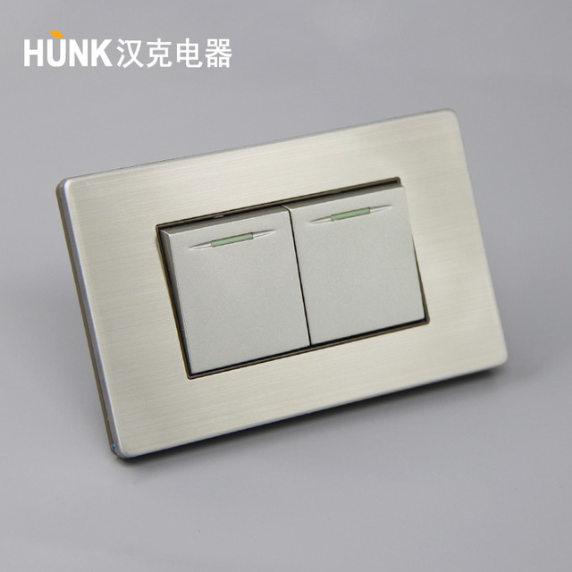 American Type, 2 Gang 1 Way Switch Home Used, 250V 10/15A Types of Electrical Wall Switches