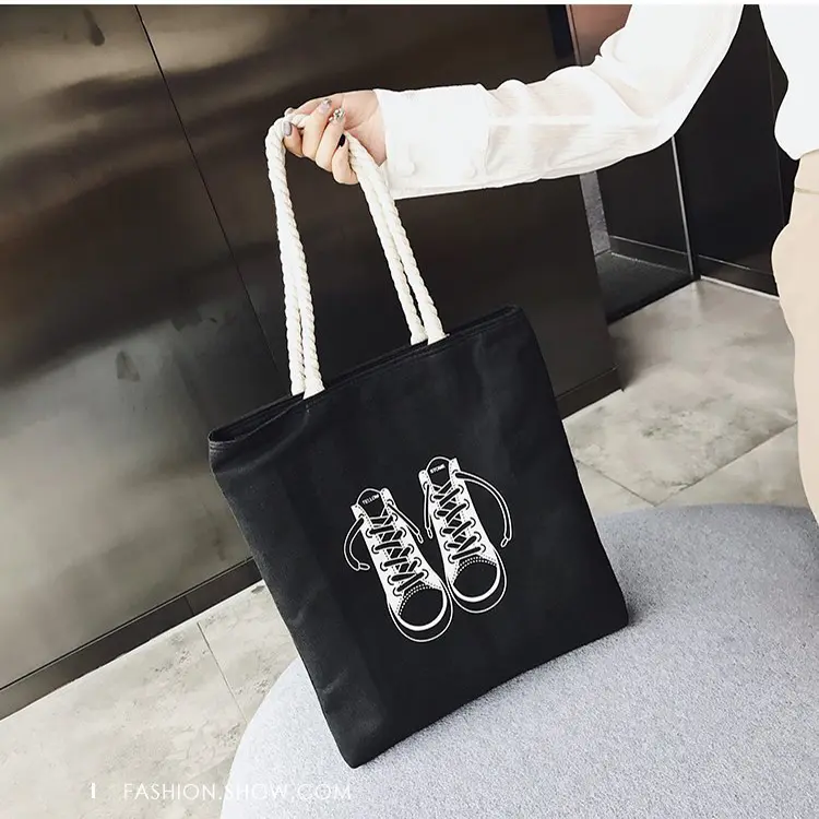 싼 wholesale 로프 handle custom color printed 면 canvas 쇼핑 tote beach bag