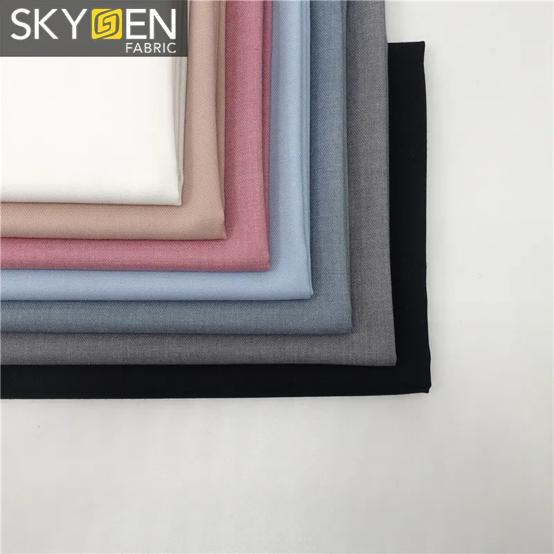 Skygen नई ठोस शुद्ध रंग wholesales विस्कोस कपड़े रेयान पॉलिएस्टर विस्कोस tetron कपड़े