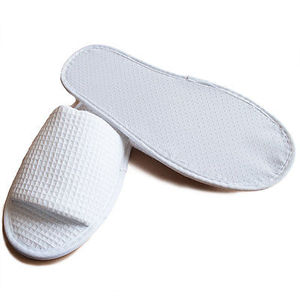 Pantofole dell'hotel a punta aperta eliminabili del cotone bianco della cialda del bagno dell'hotel delle donne all'ingrosso della cina - Product Image 3