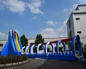 Baik Kualitas Slide Orang Dewasa Outdoor 50 M Panjang Inflatable Air Slide untuk Dijual