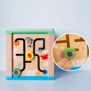2019 Baby Learning and Playing Educational Wood Multi-function <strong>Puzzle</strong> Toys Wooden Knowledge <strong>Maze</strong> 6 In1Cube Toy - Product Image 4