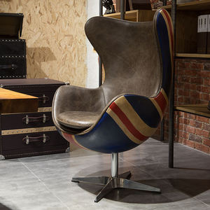 Vintage 100% Topnerf Echt Lederen Draaibare Piloteneierstoel Met Klinknagels Aluminium Achterkant - Product Image 4