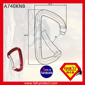 Anodized 24kN Bent Gate Rock Climbing Aluminum Carabiner - Product Image 4