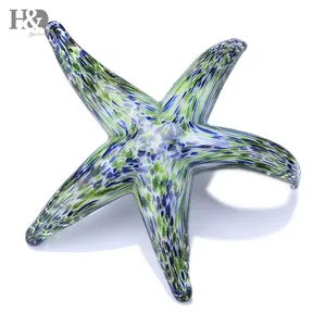 H&D Hand Blown Glass Walking Starfish Multi-Color Art Glass Sea Animal Figurine Lucky Gifts for Birthday,Living Room Ornaments