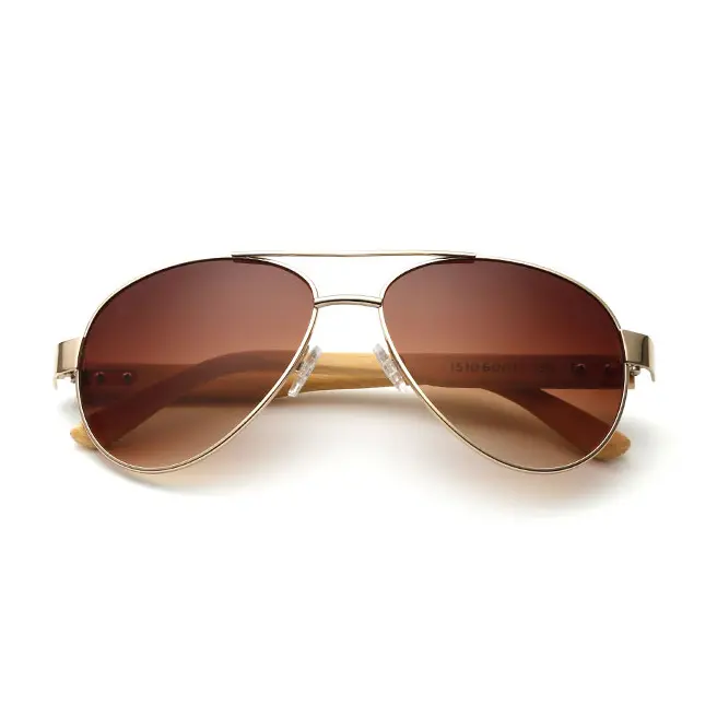 70307 Superhot Eyewear Classic Custom Logo Sun glasses Natural Bamboo temples Pilot Shades Sunglasses