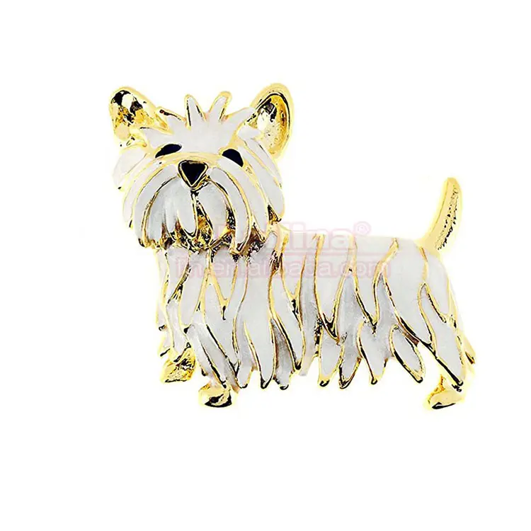 Wit Emaille Scottie West Terrier Hond Pin Broche