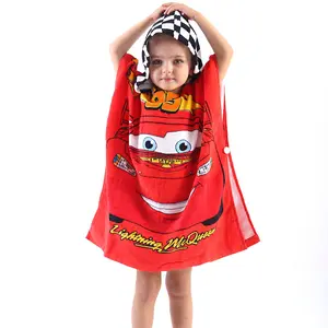 Wholesale Cotton Children Bathrobe Kids Printed Hooded Poncho Towel