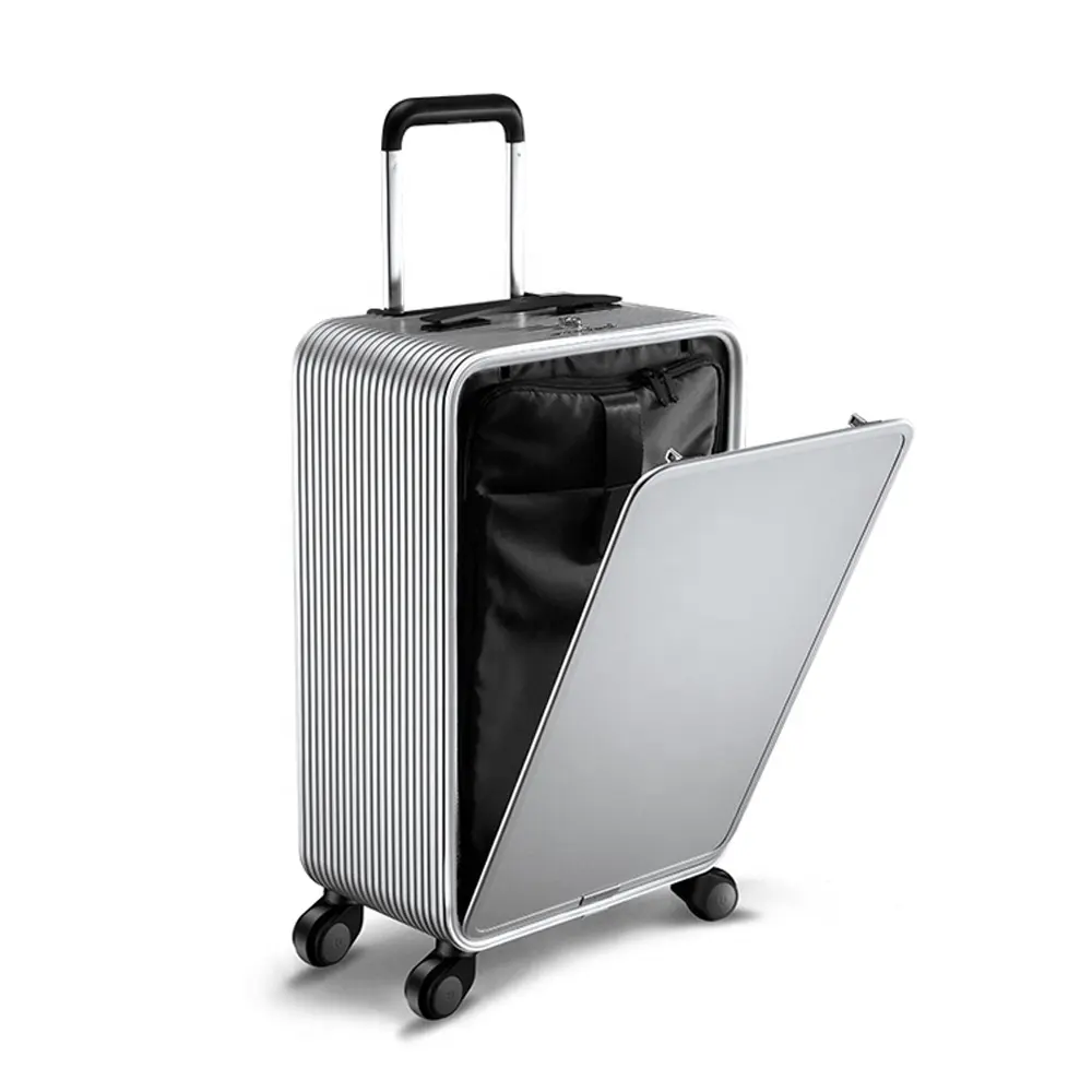 Совершенно новый полностью алюминиевый чемодан на колесиках с передним карманом для ручной клади
