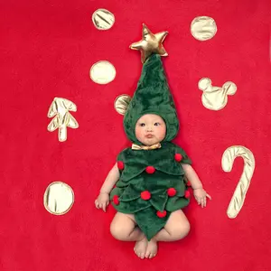 Traje de natal para bebês, fantasia de natal para bebês, conjunto de roupas infantis para bebês, atacado, adereço de estúdio de fotografia, traje para recém-nascidos