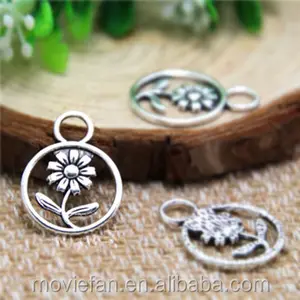 Flower Daisy Charms Antique Gold 2 sided Flower Daisy Charms Pendants 17x21mm