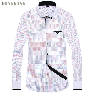 TONGYANG <span class=keywords><strong>uomo</strong></span> moda Casual camicia a maniche lunghe stampata Slim Fit maschile sociale Business camicia <span class=keywords><strong>uomo</strong></span> abbigliamento morbido comodo - Product Image 4