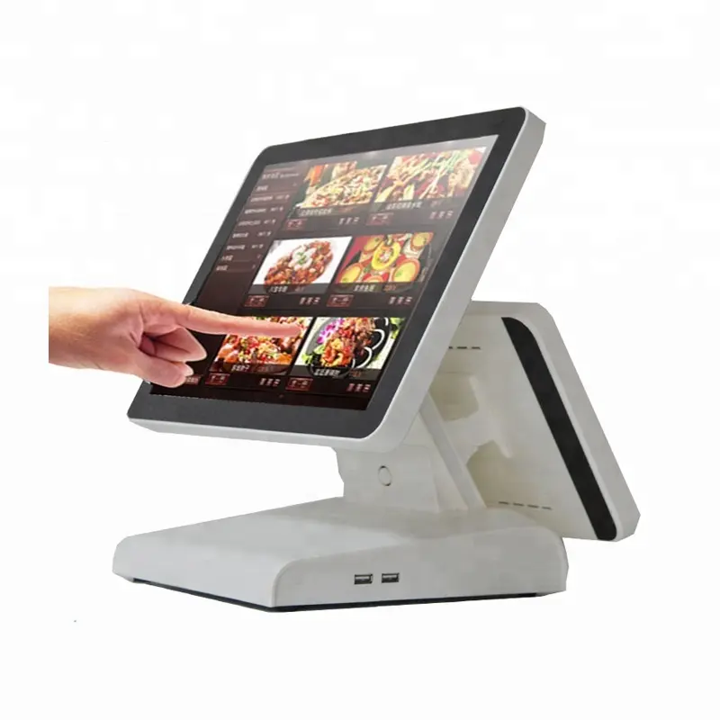 Çift ekran siyah ve beyaz ucuz pos sistemi hepsi bir arada restoran süpermarket için yazarkasa/pos makinesi