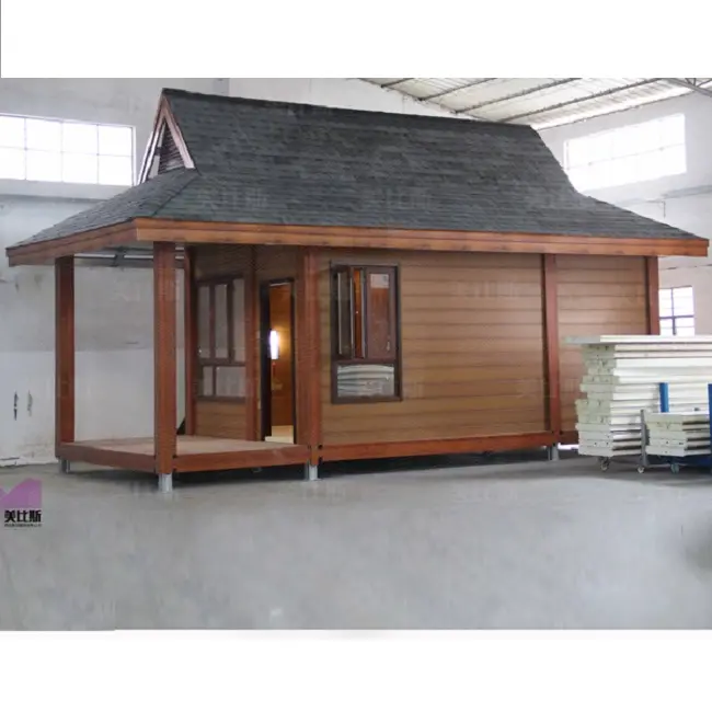 Ready made light steel structure luxury garden wooden log houses tiny prefab house