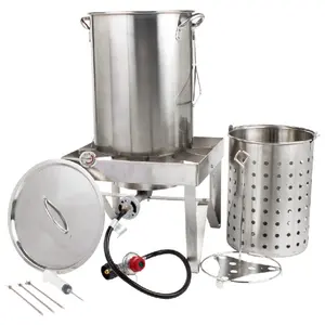 30 Quart Aluminum Whole Turkey Fryer Stockpot with Accessories