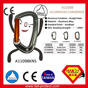 Safe Outdoor Sports Fall Protect Hook 25KN D Shaped Screw Lock Aluminum Carabiner With CE - Product Image 3