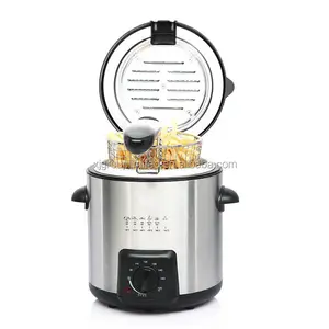 Friteuse électrique 0.9L Mini Dewaffle Maker Acier inoxydable PTFE Rond Ménage Nopien3 Friteuse électrique à double réservoir Fixe 230