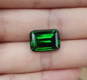 Synthetic Emerald Cubic Zirconia Emerald Green Color Rectangle Octagon Cut CZ Stone