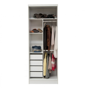Giá rẻ Trắng khách sạn 2 Cửa Cửa trượt MDF tủ quần áo tủ quần áo cho dự án căn hộ - Product Image 3