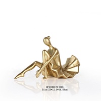 Statue de danseuse de ballet sexy en résine avec feuilles d'or, décoration de bureau, salle de danse, sculpture, décoration d'intérieur, artificielle