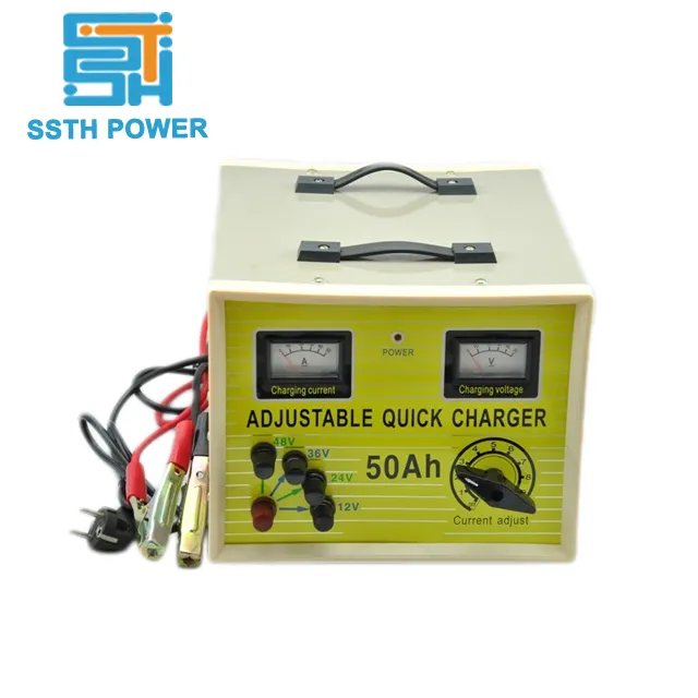 Ajustable voltaje 6 v 12 v 24 v 36 v 48 v 48 v universal 50a cargador de batería para batería de Gel