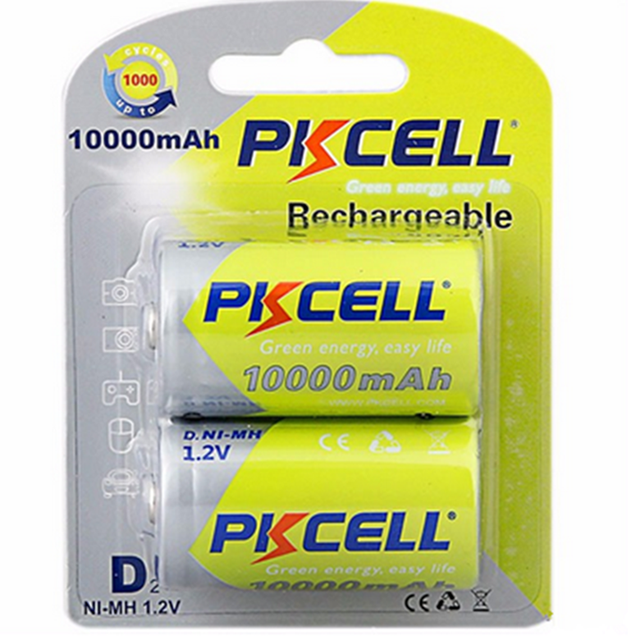 Hot Sale Pkcell NI-MH D Type Big Size 1.2v 10000mAh Rechargeable Batteries for Flashlight