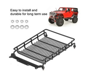Porte-bagages de toit RC en métal noir pour 4x4 Wrangler <span class=keywords><strong>Crawler</strong></span> Axial HPI <span class=keywords><strong>Tamiya</strong></span> CC01 CR01 D90 Trucks - Échelle 1:8 1:10 RC contrôlé par application - Product Image 4