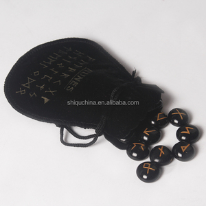 2016 hot hobby feng shui nero rotondo di vetro perline strega inciso rune stone set <span class=keywords><strong>per</strong></span> i regali - Product Image 4