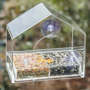 Mangeoire à oiseaux en acrylique transparent en forme de maison, mangeoire à oiseaux en perspex - Product Image 2