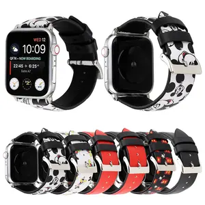 Grosir apple watch series 2 42 mm tali-Tschick Tali Gelang Desain Kartun untuk Apple IWatch, Tali Kulit Pengganti untuk Apple IWatch All Series 38 40 42 44 Mm Seri 1 2 3 4