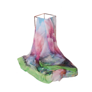 Blu chiffon <span class=keywords><strong>verde</strong></span> di modo signore testa sciarpe sciarpa di <span class=keywords><strong>seta</strong></span> habotai - Product Image 2