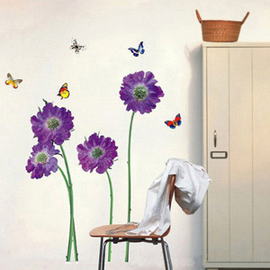 Decoración <span class=keywords><strong>casera</strong></span> elegante púrpura flores a prueba de <span class=keywords><strong>agua</strong></span> etiqueta de la pared - Product Image 2