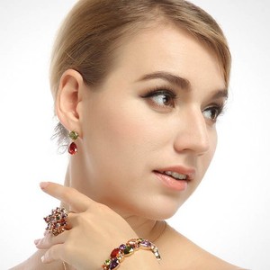 Teemi mayorista Mona Lisa18K Champange / oro rosa plateado Multicolor AAA circonio cúbico Mujeres Waterdrop cuelga los pendiente - Product Image 6