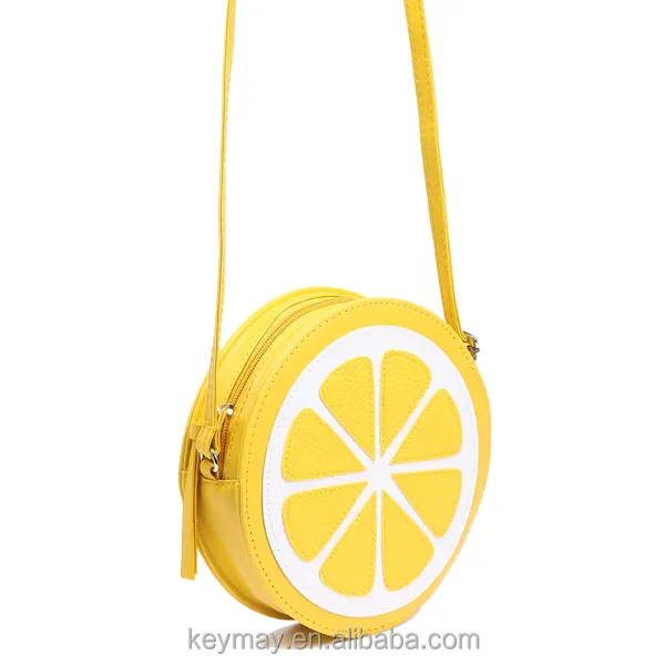Fashion PU leather bag yellow lemon small shoulder bag