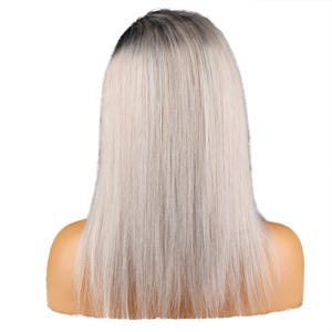 Lungo Ombre Grigio Argento Diritta Brasiliana Dei Capelli Umani Parrucche Piene Del Merletto Con La Linea Sottile Naturale - Product Image 1